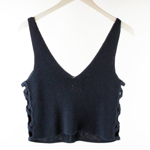 Intermix Annie Navy Knit Crisscross Tank - Picture 2 of 4